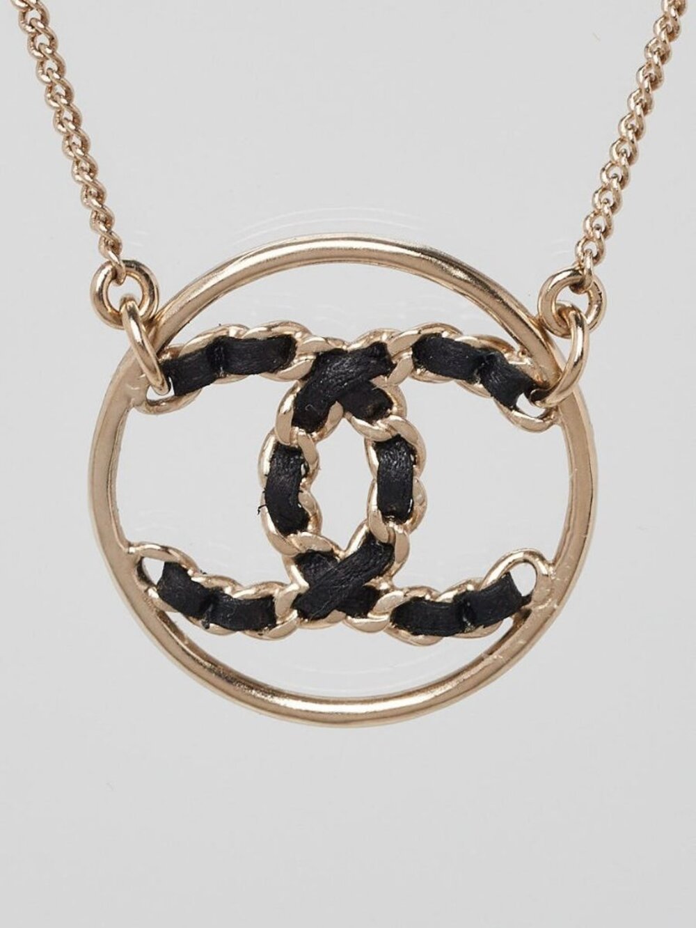 Chanel Goldtone Metal Chain Entwined CC Pendant Necklace